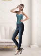 2015 New Style Sweetheart Beading Corset in Teal
