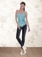 Exquisite Beading Ruffles 2015 Corset in Aqua Blue