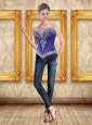 New Style Royal Blue Sweetheart Corset with Beading for 2015