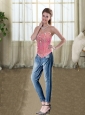 2015 Wonderful Rose Pink Strapless Beading Corset with Embroidery