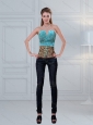 Leopard Printed Baby Blue Beading Perfect Corset for 2015