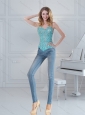 Turquoise Sweetheart Beading Corset for 2015 New Style