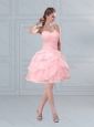 2015 Cute Baby Pink Sweetheart Beaded Prom Gown with Ruffled Layers