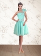 Discount Apple Green One Shoulder Prom Dresses with Beading