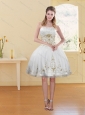 2015 Fashionable White Strapless Prom Dress with Embroidery