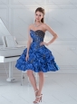 Cheap Blue Sweetheart Ruffled Layers and Beaded Prom Dresses for 2015