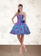 2015 Spring Sweetheart Beaded Multi Color Prom Dresses with Hand Made Flower