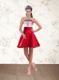 Cheap Strapless White And Wine Red Prom Dresses with Embroidery