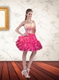 Cute Sweetheart Short Hot Pink Prom Dresses with Ruffls and Beading