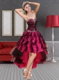 Multi Color High Low Sweetheart Prom Dresses with Beading and Ruffles