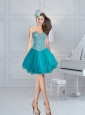 Turquoise Sweetheart Beading Prom Dresses for 2015