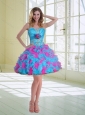 2015 Ball Gown Strapless Ruffled Prom Dresses with Hand Made Flower