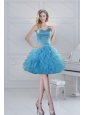 2015 Prefect Ball Gown Baby Blue Beading Prom Dresses for Spring