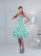 Perfect Ruffled Sweetheart Beading Prom Dresses in Apple Green