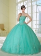 2015 Appliques and Beading Quinceanera Dress in Apple Green