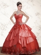 2015 Fashionable Watermelon Sweetheart Quinceanera Dresses with Beading