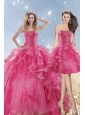 2015 Hot Selling Coral Red Dresses for Quinceanera with Beading and Ruffles