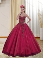 2015 Luxurious Burgundy Quinceanera Dresses with Appliques