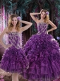 2015 Pretty Purple Dresses for Quince with Appliques and Ruffles