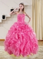 Gorgeous Hot Pink Quinceanera Dresses with Beading and Ruffles for 2015