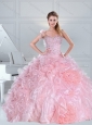 One Shoulder Baby Pink Quinceanera Dresses with Ruffles and Beading