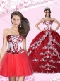 2015 Appliques Strapless Quinceanera Dress in Multi Color