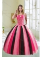 Beautiful Multi Color Sweetheart Beading Quince Dress for 2015