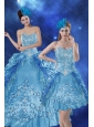 Beautiful Teal 2015 Quince Dresses with Embroidery and Pick Ups