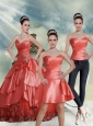 2015 Detachable Beading Watermelon Sweetheart Quinceanera Dresses
