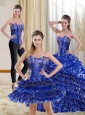 2015 Gorgeous Royal Blue Sweet 15 Dress with Ruffled Layers and Beading