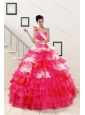 2015 Ruffled Layers and Beading Multi Color Quinceanera Dresses