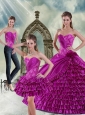 Fashionable Sweetheart Beading and Ruffled Layers Quinceanera Dresses in Fuchsia