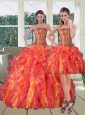 Multi Color Strapless Quinceanera Dress with Beading and Ruffles