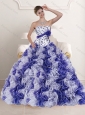 2015 Pretty White and Purple Dress for Quince with Ruffles and Beading