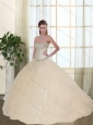 2015 Sweetheart Beaded and Ruffled  Quinceanera Dresses in Champagne
