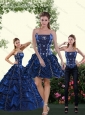 Classical Navy Blue Quince Dress with Pick Ups and Beading for 2015