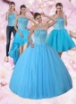 Detachable Baby Blue Strapless 2015 Quinceanera Dress with Beading