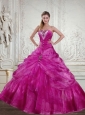 Exquisite Fuchsia 2015 Quinceanera Dress with Beading and Pick Ups