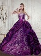 Floor Length Strapless Embroidery and Pick Up QuinceaneraGown for 2015