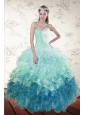 2015 Decent Multi Color Dresses for Quince with Beading and Ruffles