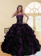 2015 Wonderful Multi Color Strapless Quinceanera Dresses with Ruffles and Beading