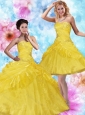 Cute Yellow Strapless Quinceanera Dresses with Beading for 2015