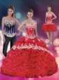 Elegant 2015 Red Strapless Quinceanera Dresses with Appliques