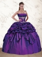 Brand New Strapless Appliques and Pick Ups Purple Quince Dress for 2015