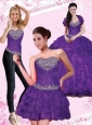 2015 Fashionable Eggplant Purple Quince Dresses with Beading and Ruffled Layers
