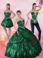 2015 Sophisticated Dark Green Quinceanera Dresses with Beading and Appliques