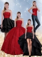Beaded Strapless Ball Gown 2015 Quinceanera Dress in Red and Black