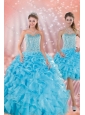 Brand New Baby Blue Quince Dresses with Beading and Ruffles