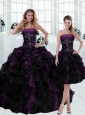 Gorgeous 2015 Strapless Multi Color Ruffled Quinceanera Dresses with Beading