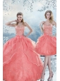 2015 New Style Beading Quinceanera Dresses in Watermelon